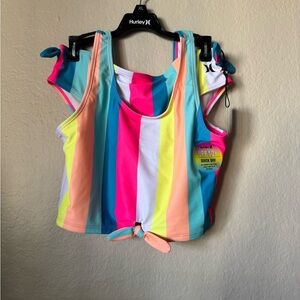 Hurley Multicolor Striped 2 piec  Tie-Front Tankini Topand bottoms